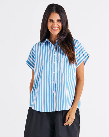 Mara Short Sleeve Shirt Blue Stripe