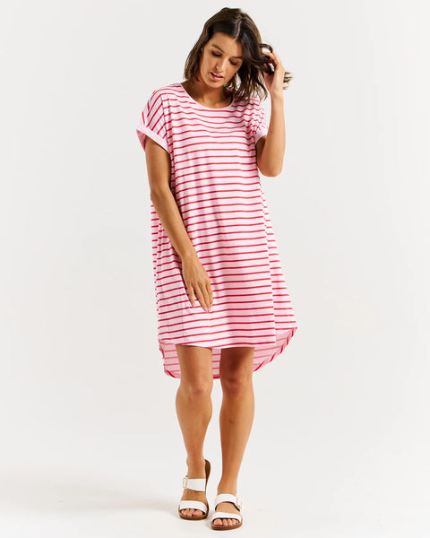 Maxine TShirt Dress Cherry Blossom Stripe