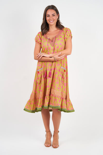 Naudic Sao Paulo Dress Poet Print Fuschia