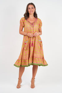 Naudic Sao Paulo Dress Poet Print Fuschia