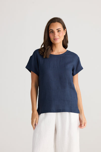 Captain Tee Linen Navy