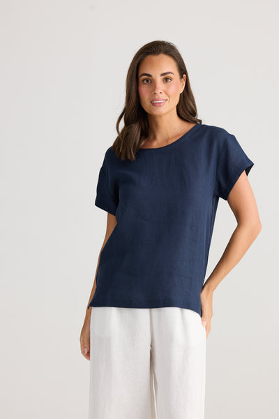 Captain Tee Linen Navy