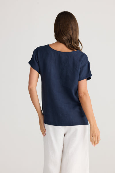 Captain Tee Linen Navy