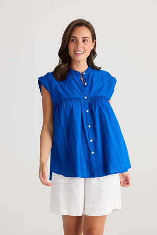 Sapphire Linen Clementine Top