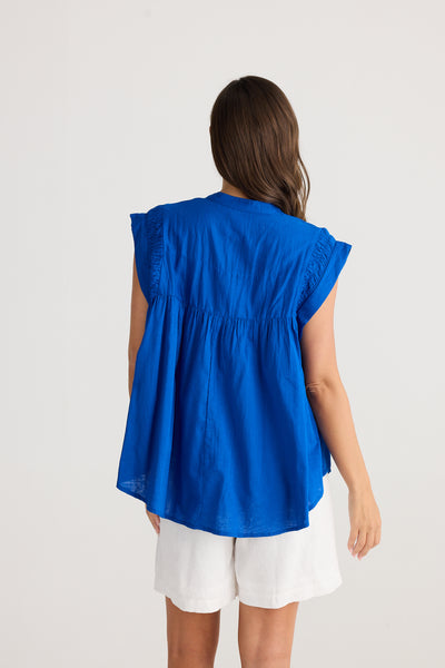 Sapphire Linen Clementine Top