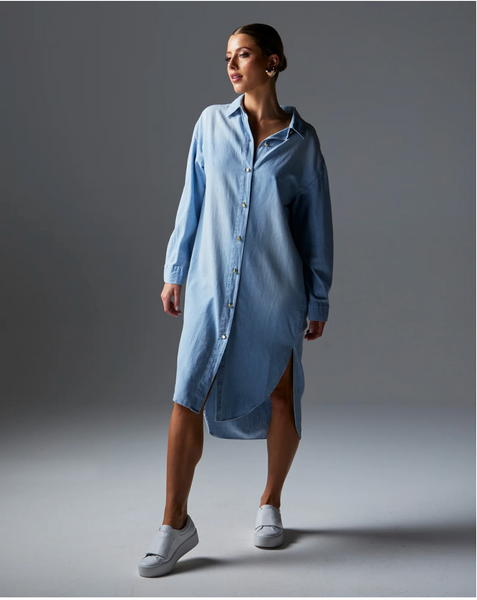 Flight Shirt Dress Bleach Wash