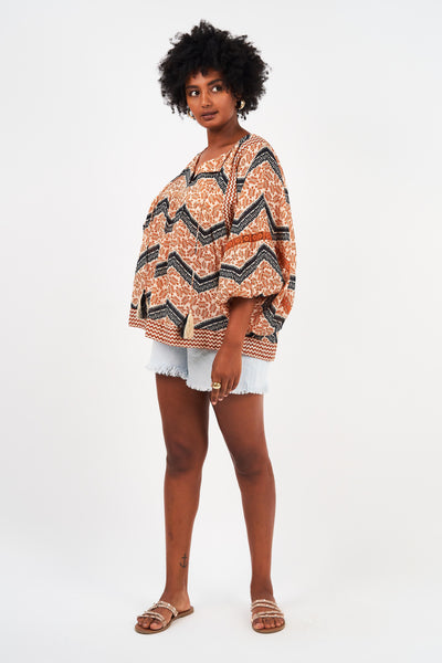 Naudic Bahamas Top Bohemia Print Rust